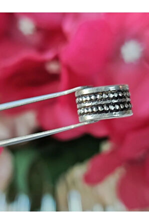 Etnik 6.5mm Pirinç Antik Gümüş Halka Sıkıştırma Piercing