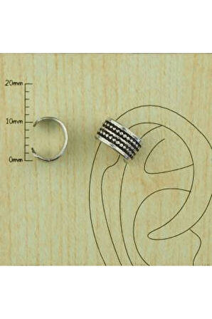 Etnik 6.5mm Pirinç Antik Gümüş Halka Sıkıştırma Piercing