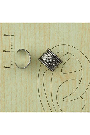 Etnik 9mm Pirinç Antik Gümüş Halka Sıkıştırma Piercing