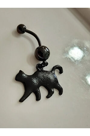 Kedi Siyah Göbek Piercing