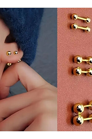 Top 3mm x 10mm x 1.2mm Altın Düz Bar Piercing
