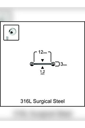 12mm siyah kıkırdak piercing