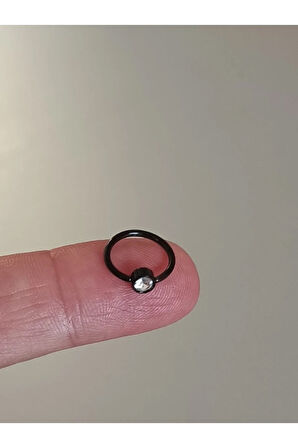 Disk tek taş siyah halka piercing
