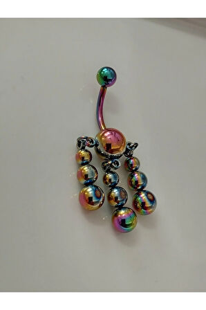 Sarkaç Toplar Gökkuşağı Göbek Piercing