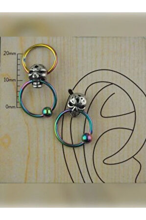 Kurukafa gökkuşağı çift halka piercing