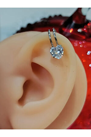 7mm kalp zirkon çelik piercing (sıkıştırma)