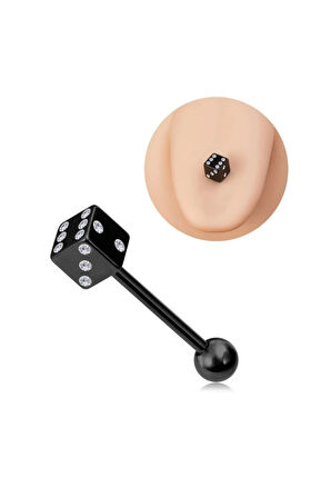 18mm Zar siyah çelik dil piercing