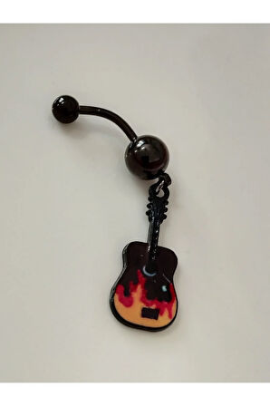 Gitar Siyah Göbek Piercing Alev