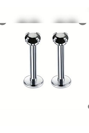 Zirkon Siyah 3.5mm x 6mm x 1.2mm Çelik Labret Piercing,