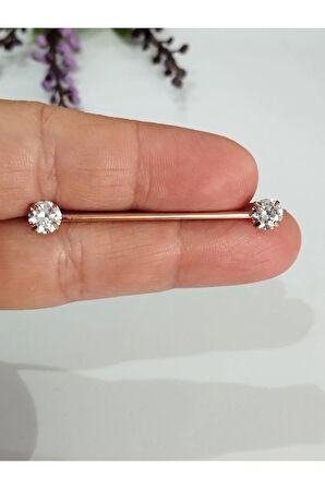 6mm Zirkon Rose Köprü Piercing