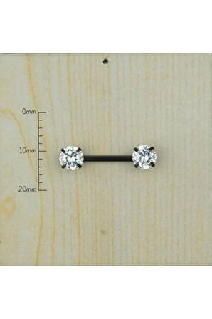 Cerrahi I Çelik 6mm Zirkon Siyah Meme Ucu Piercing (14MM)