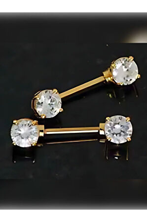 Cerrahi Çelik 6mm Zirkon Rose Meme Ucu Piercing (14MM),