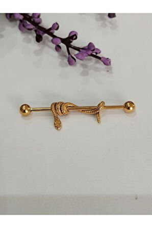 38 mm Yılan Altın Köprü Piercing