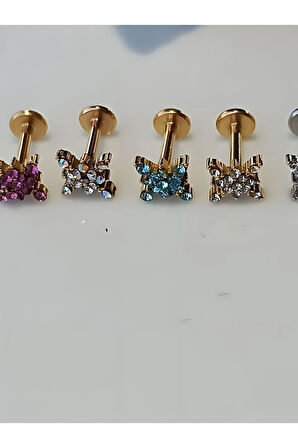 Kuzey Yıldızı Mavi Zirkon Altın Tragus Piercing