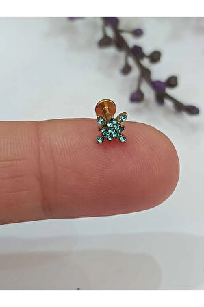 Kuzey Yıldızı Mavi Zirkon Altın Tragus Piercing