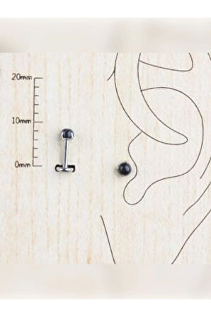 Doğal Taş Bombe Siyah Çelik Tragus Piercing