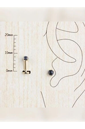 Doğal Taş Bombe Siyah Altın Tragus Piercing