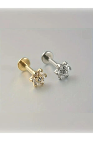 Zirkon Kristal Papatya Çelik Tragus Piercing