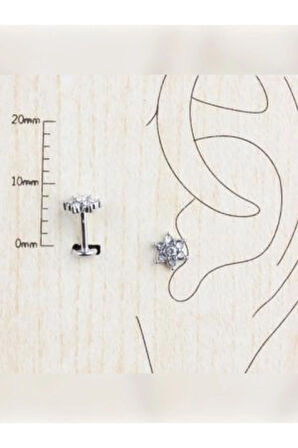 Zirkon Kristal Papatya Çelik Tragus Piercing