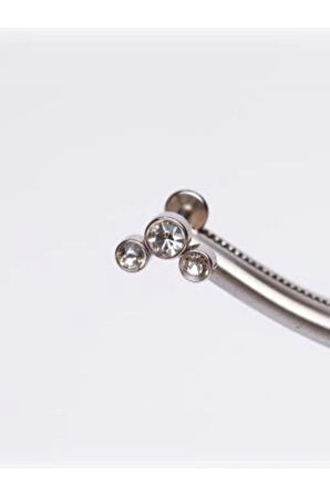 Asimetrik Üç Taş Kristal Çelik Tragus Helix Conch Piercing,