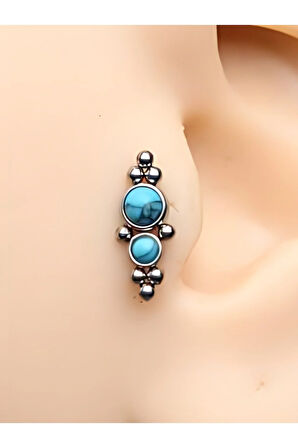 Çift Turkuaz Çelik Tragus Helix Conch 6x1.2mm Labret Piercing