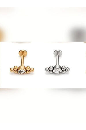 Tek Taş Altı Top Çelik Tragus Helix Conch Piercing