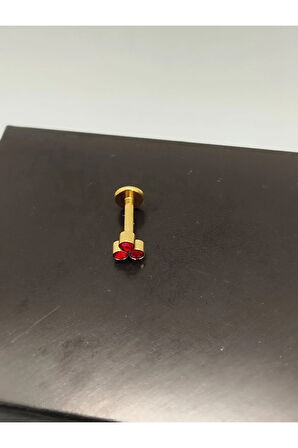 Cerrahi Çelik Üç Kırmızı Taş Altın Tragus Helix Conch Piercing