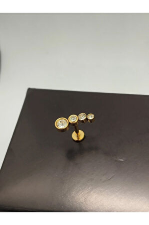 Cerrahi Çelik Dört Taş Altın Tragus Helix Conch Piercing