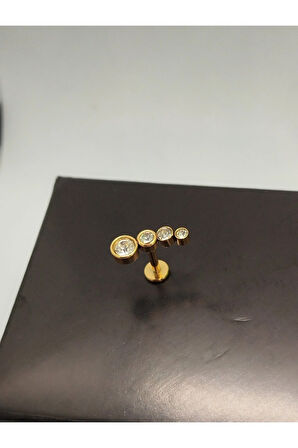 Cerrahi Çelik Dört Taş Altın Tragus Helix Conch Piercing