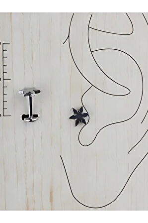 Ninja Yıldızı Çelik Tragus Helix Piercing