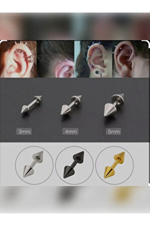 Cerrahi Çelik 12mm Altın Kıkırdak Spayk Piercing