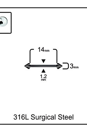 Cerrahi Çelik 14mm Siyah Kıkırdak Spayk Piercing
