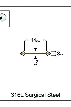 14mm Gökkuşağı Kıkırdak Spayk Piercing