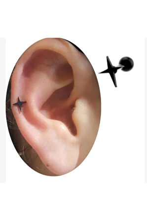Kuzey Yıldızı Siyah Tragus Helix Piercing