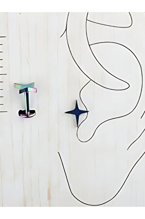 Kuzey Yıldızı Gökkuşağı Tragus Helix Piercing,