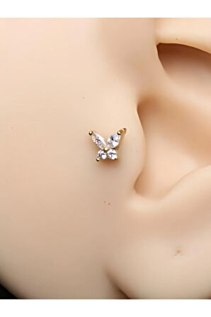 Kelebek Zirkon Altın Tragus Helix Piercing