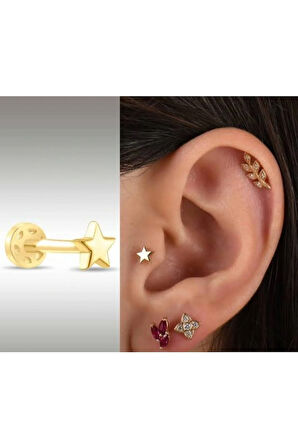 Cerrahi Çelik Yıldız Altın Tragus Helix Piercing