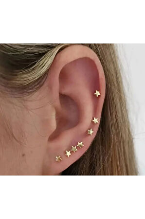 Cerrahi Çelik Yıldız Altın Tragus Helix Piercing