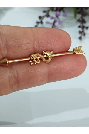 Cerrahi Çelik Dragon Altın Köprü Piercing
