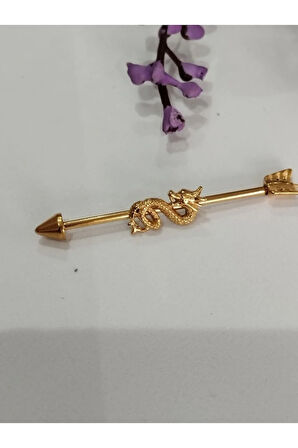 Cerrahi Çelik Dragon Altın Köprü Piercing