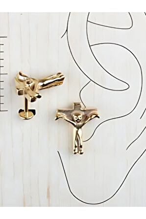 Haç Altın Tragus Helix Piercing