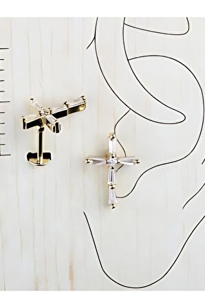 Zirkon Kübik Haç Altın Tragus Helix Piercing