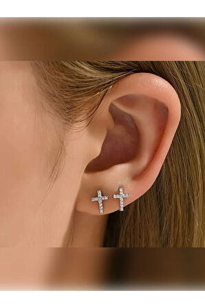 Zikon Su Taşı Haç Çelik Tragus Helix Piercing,