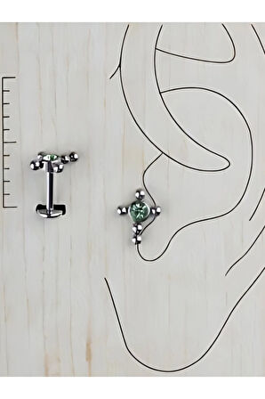 Haç Mint Tek Taş Çelik Tragus Helix Piercing