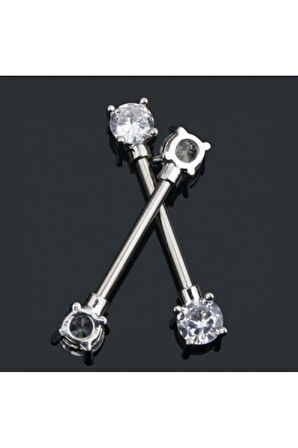 14mm Çift Taş Çelik Meme Ucu Piercing