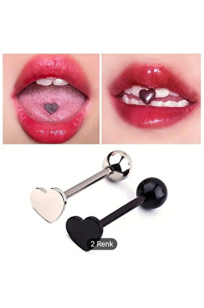 18mm Kalp Siyah Dil Piercing