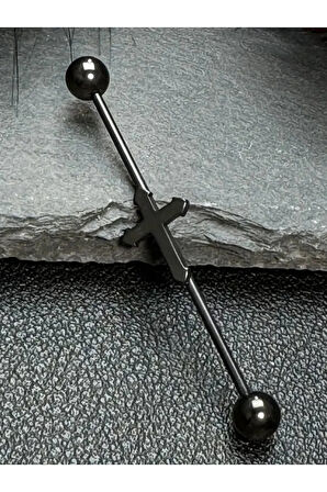 Cerrahi Çelik Arma Haç Siyah Köprü Piercing