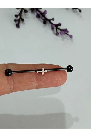 Cerrahi Çelik Arma Haç Siyah Köprü Piercing