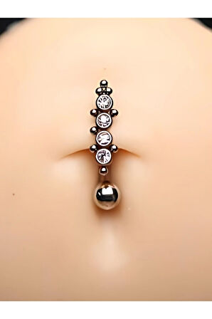 Üstten Taşlı Toplu Mod3 Çelik Göbek Piercing