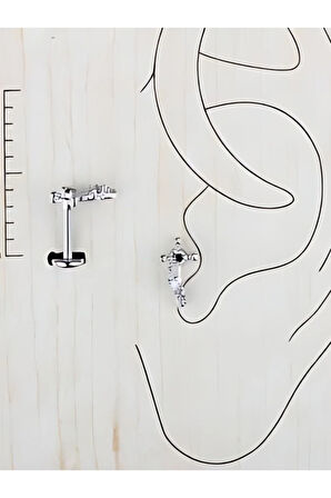 Haç Püskül Çelik Tragus Helix Piercing